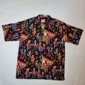 David Carey Originals Day of the Dead Skeleton Button Up Hawaiian Shirt